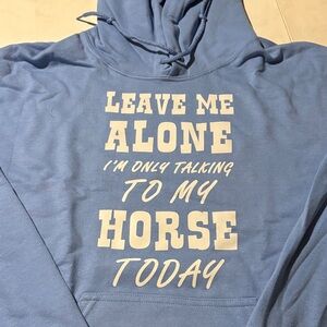 Blue Hoodie with Horse Quote size M. New. Great gift!